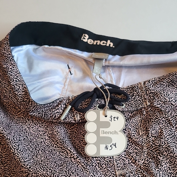 Bench Black and White Patterned Womens Swim Shorts Small Tie Closure NWT - Picture 4 of 10